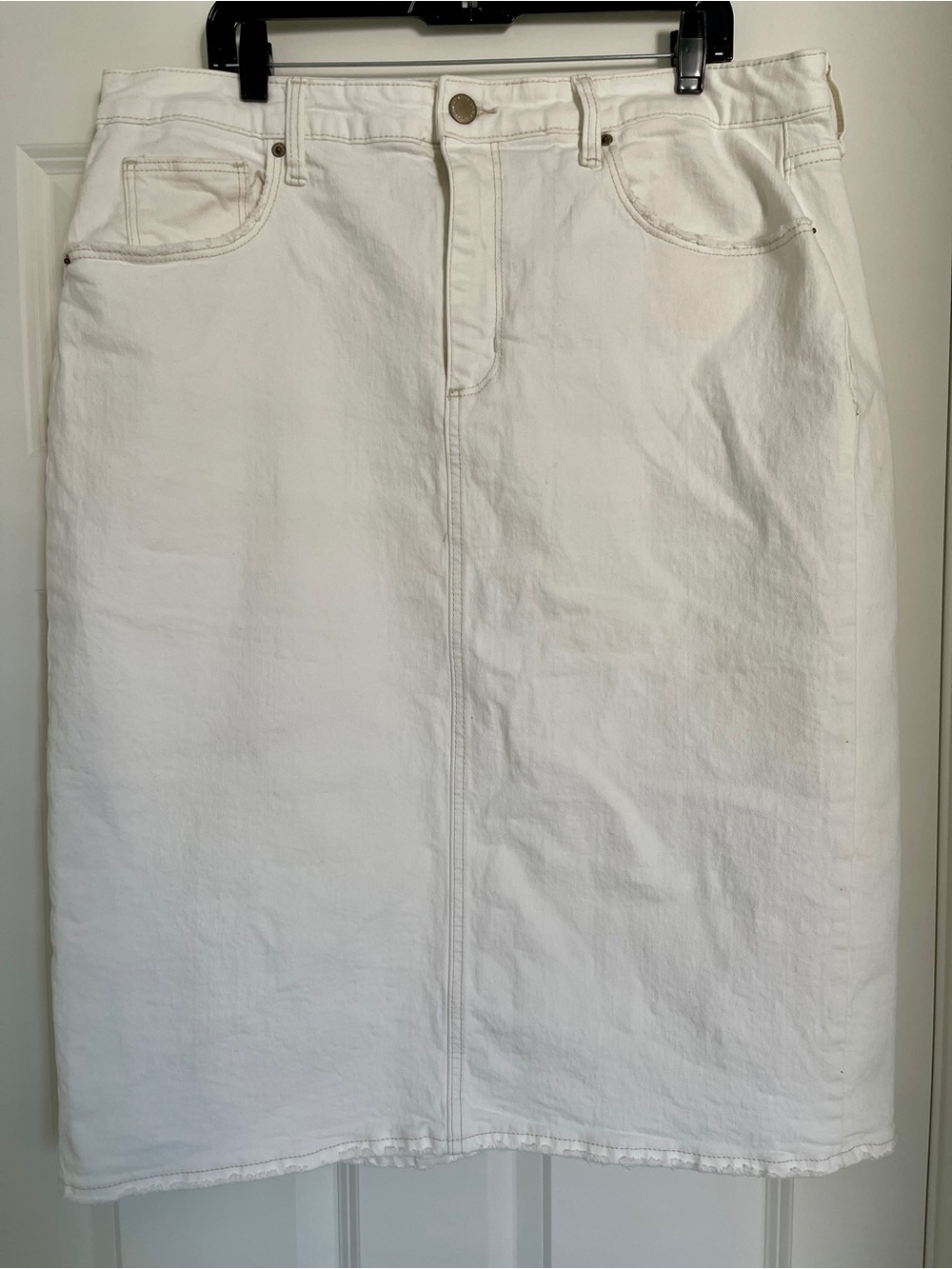 Off White Denim Midi Pencil Skirt Size 17